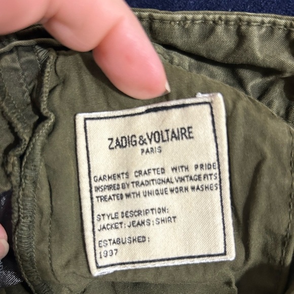 Zadig & Voltaire Men’s Cotton Pao Chino in Military Green Sz 42/32 - Picture 8 of 10